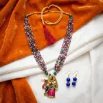 Radha Krishna Multi colored Maala with Earrings