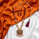 Gold color mixed Maala with Earrings