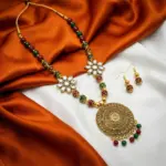 Green and Red Maala with Earrings