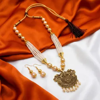 White Beads Maala with Earrings