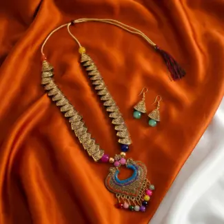 Gold colored Maala and Earrings
