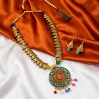 Gold colored Maala and Earrings