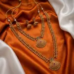 Traditional Matte Gold Plated 2-Piece Combo Necklace Set – Short Choker & Long Haram with Kemp Ruby Pendant and Jhumkas