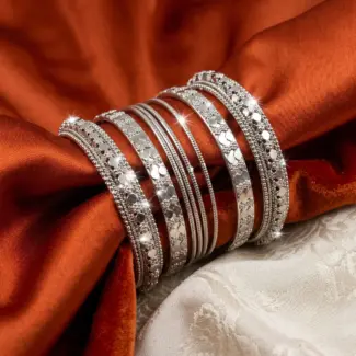 8 Pieces Silver Bangles  (Size 2.4)