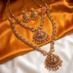 Antique Matte Gold Lakshmi Combo Necklace Set with Kemp Stones