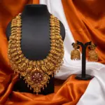 Traditional South Indian Long Haram Necklace & Matching Jhumkas