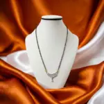 Crescent Moon AD Stone Pendant with Black Bead Daily Wear Mangal sutra