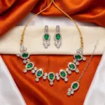 Oval Stone Choker Set with Matching Earrings & Tikka