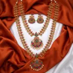 Matte Two Necklace Set with Traditional Kemp Accents and Pearl Drops