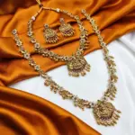 Goddess Lakshmi Temple Jewellery Set: Short & Long Necklace Combo