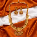 Lakshmi Kasu Mala Temple Jewellery Set – Long Coin Haram & Matching Jhumkas