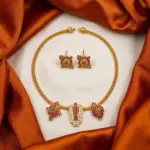 Gold-Plated Tirupati Namam Pendant Necklace Set