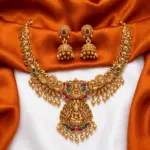 Premium Quality Matte Goddess Lakshmi Temple Choker Set with Hanging Jhumkas