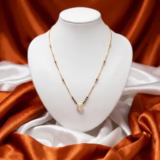 Modern Segmented Black Beads Chain Single Diamond look-Style Mangalsutra