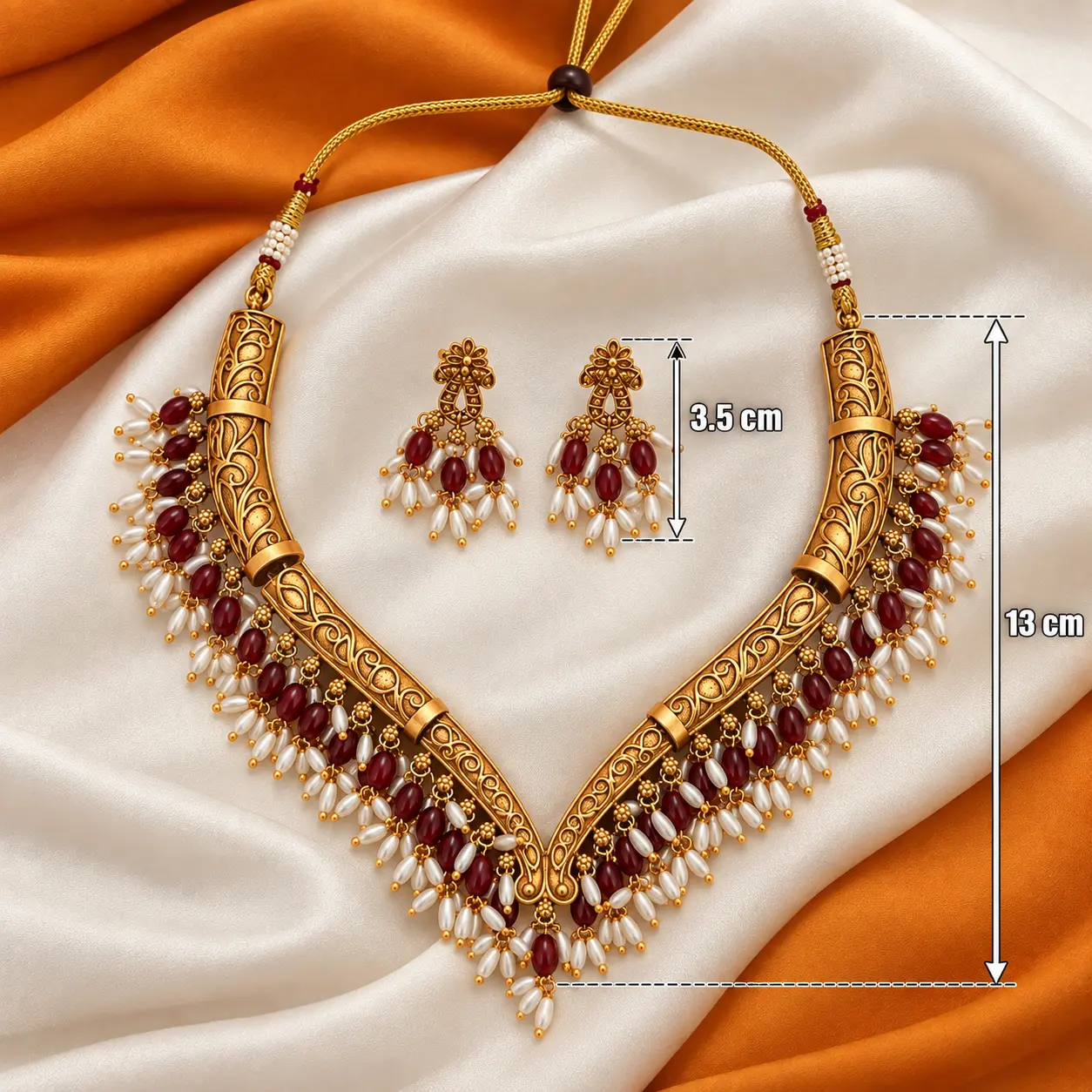 a_clean_studio_product_photography_image_of_the_s.png V-Shaped Maroon Rice Bead Necklace & Earring Set – image 3
