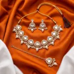 Kundan Trendy White Beads Necklace set with Tikka