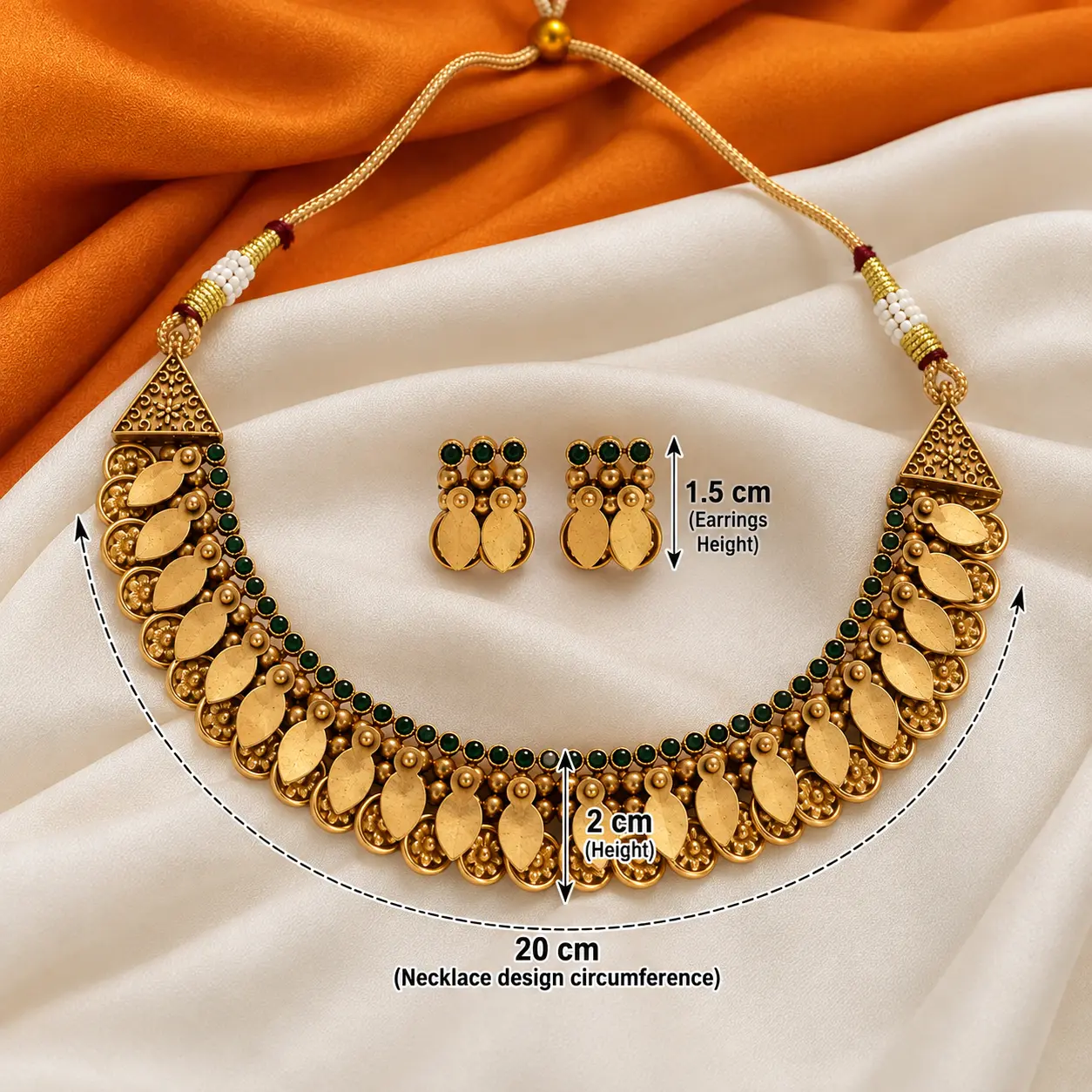 a_clean_product_photography_advertisement_style_im.png Trending Elakkathali Antique Gold-Tone Green Necklace Set – image 3