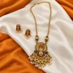 Kathakali Dance Inspired Antique Gold Long Necklace Set