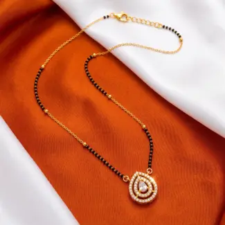 Crystal Finish AD Stone Teardrop Mangalsutra