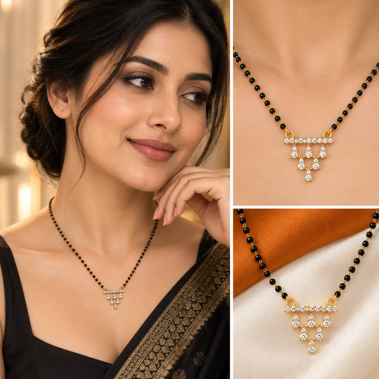 Modern Geometric Triangle Pendant Mangalsutra - Image 2