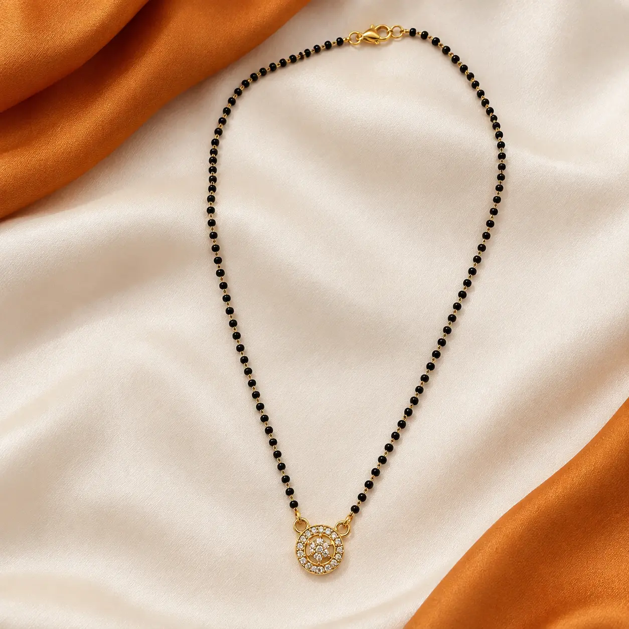 Ira Circle Black Bead Mangalsutra