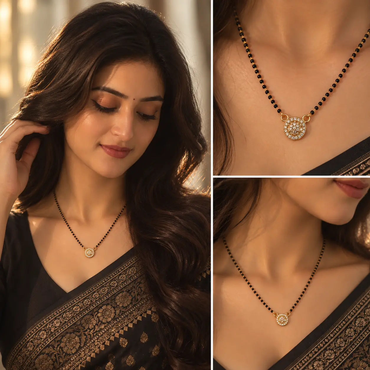 Ira Circle Black Bead Mangalsutra - Image 2
