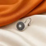 Silver-Tone Circular Stone Detail Nose Ring
