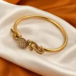 Antique Gold Peacock Pearl Kada Type Bangle