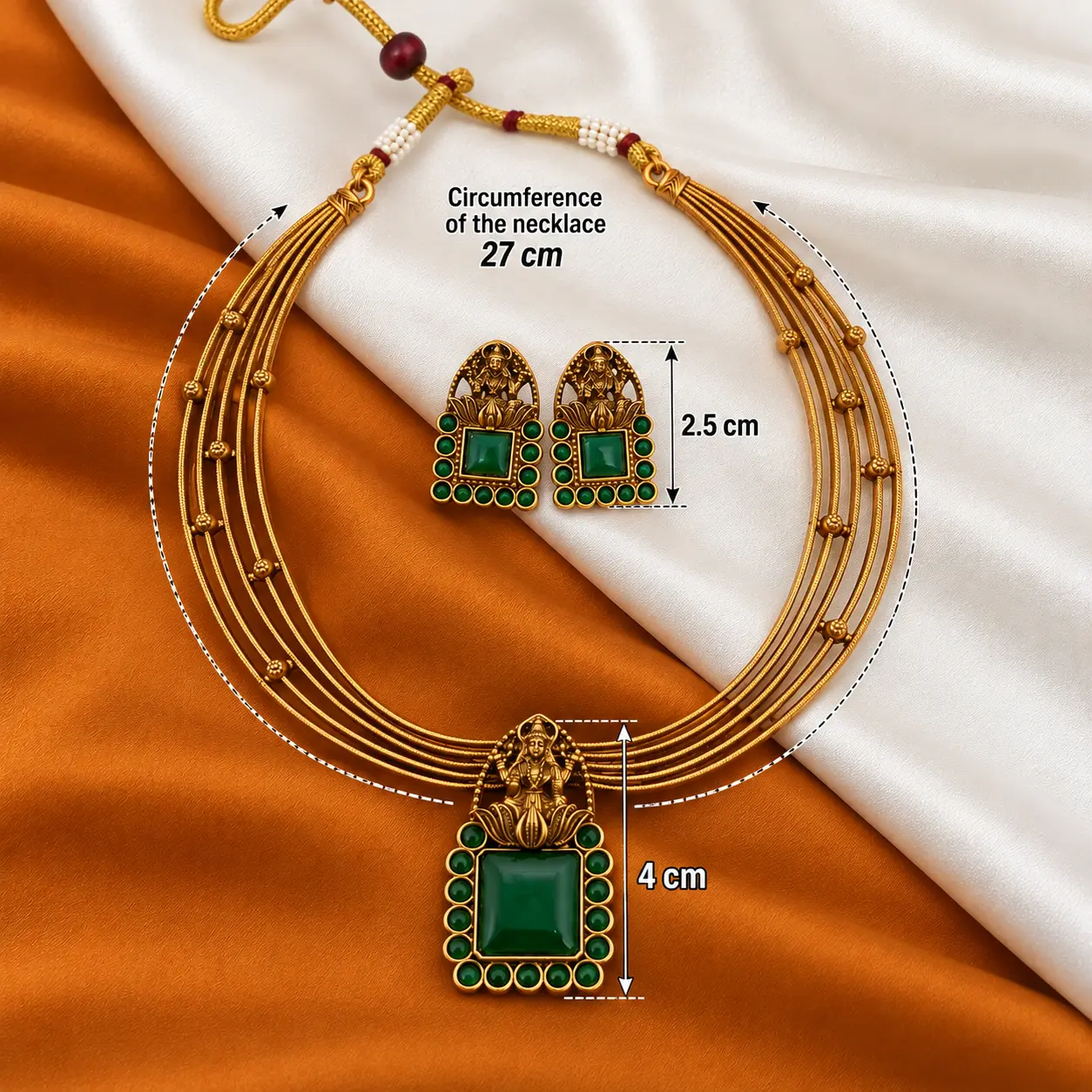 a_clean_product_photography_image_on_a_studio_back.png Premium Antique Gold Green Stone Goddess Necklace Set – image 3